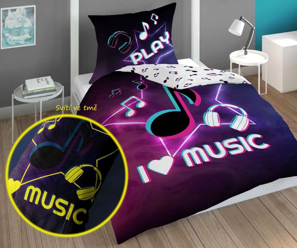 Svietiace obliečky I love Music 
