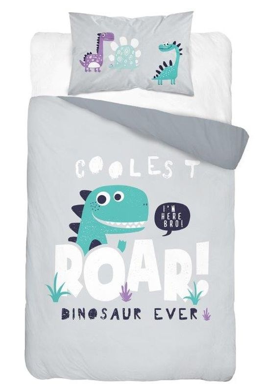 Obliečky do postieľky Dino sivá