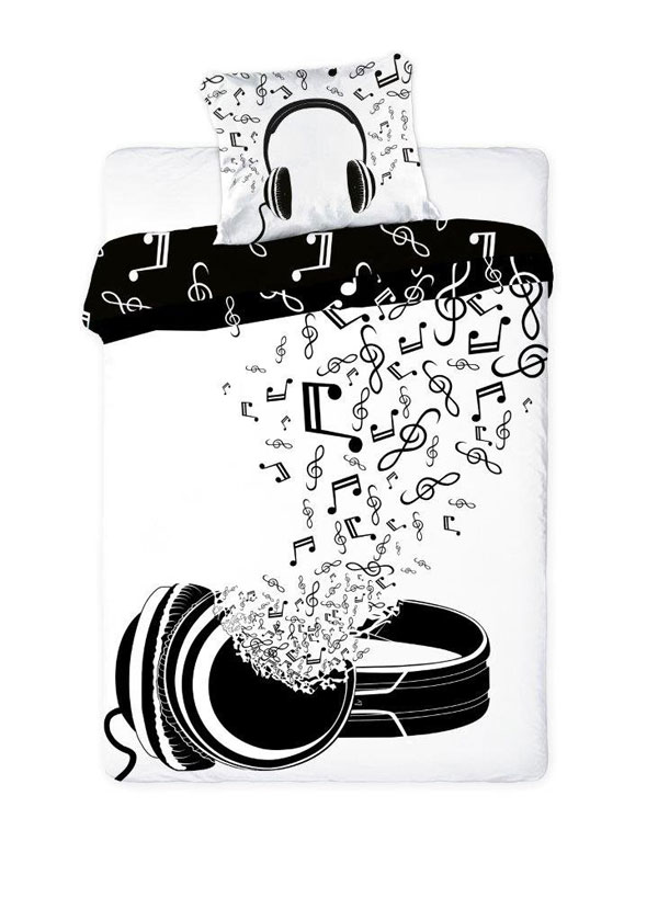 Obliečky Slúchadlá čiernobiele music