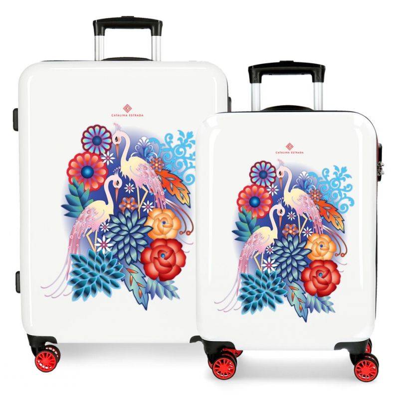 Sada cestovných kufrov ABS Catalina Estrada Abanico Červený SADA 55/69 cm