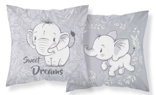 Obliečka na vankúšik Slon baby sivá