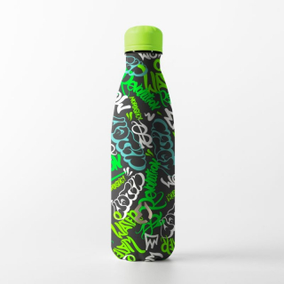 Nerezová Termo fľaša na pitie Fashion Graffiti zelená 500 ml