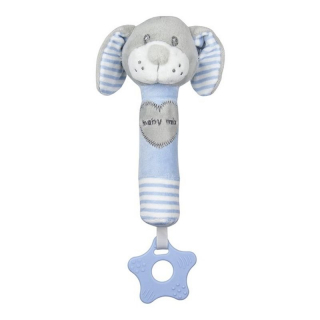 Baby Mix Pískacia plyšová hračka s hryzátkom psík modrý psík modrý