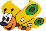 Drevená dekorácia Motýlik žltý s magnetom a lepíkom